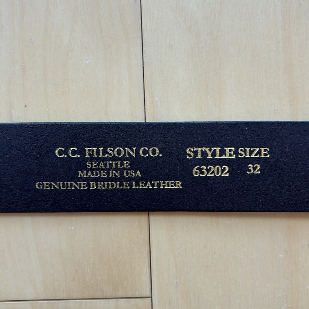 Filson Black Leather Belt